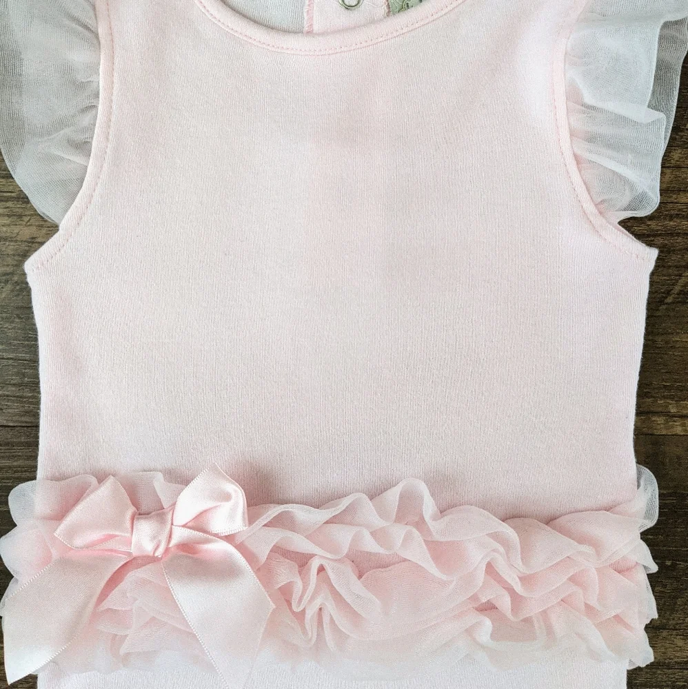 Kyle & Deena Pink Ruffle Bow Bodysuit Onesie